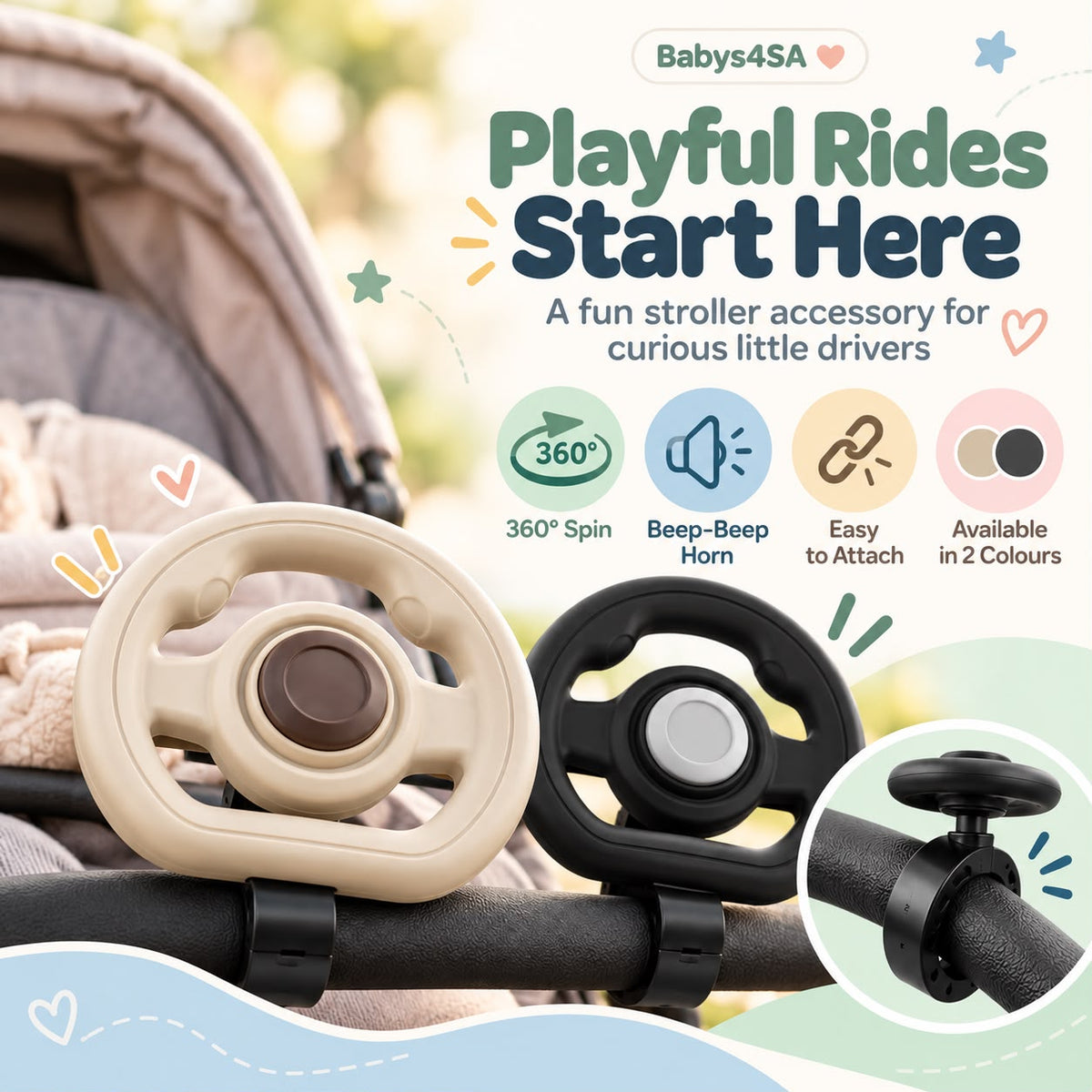 Babys4SA™ Stroller Steering Wheel Toy