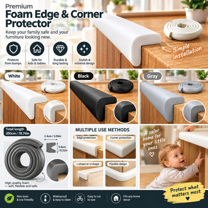 BABY4SA Impact Corner Protector for Tables & Walls – 200cm Soft Guard