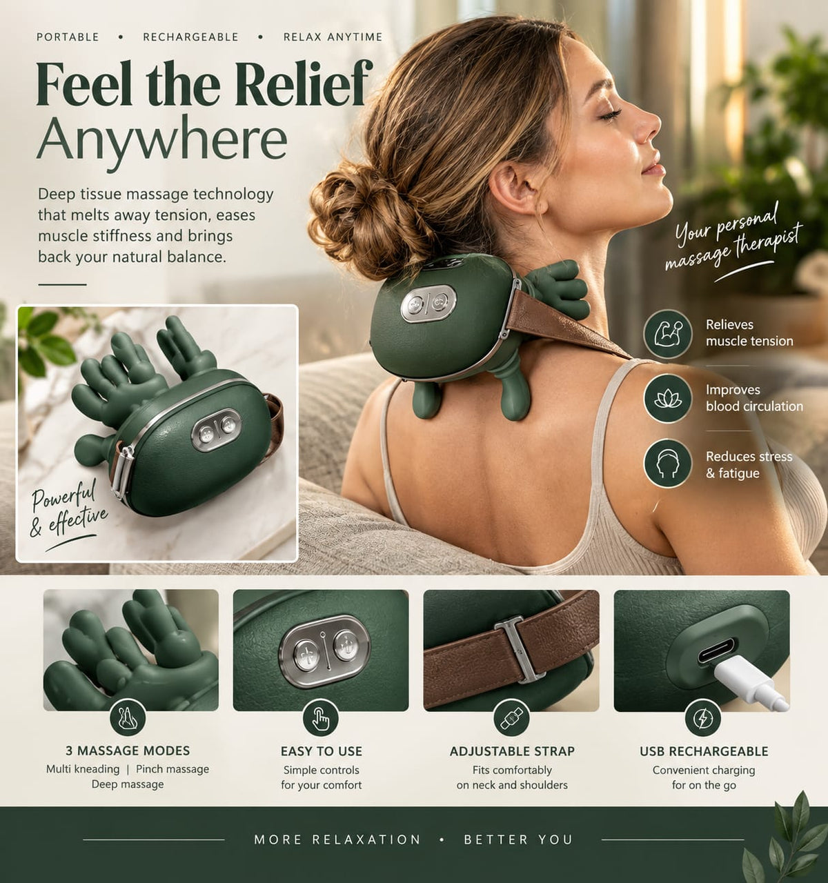 Babys4Sa 8-Claw Deep Tissue Massager – Portable Neck, Back & Shoulder Relief