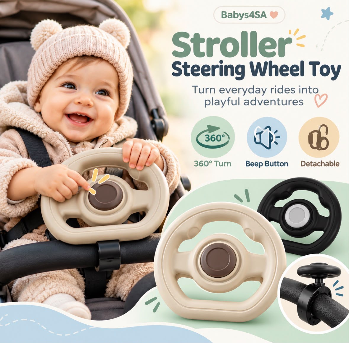 Babys4SA™ Stroller Steering Wheel Toy